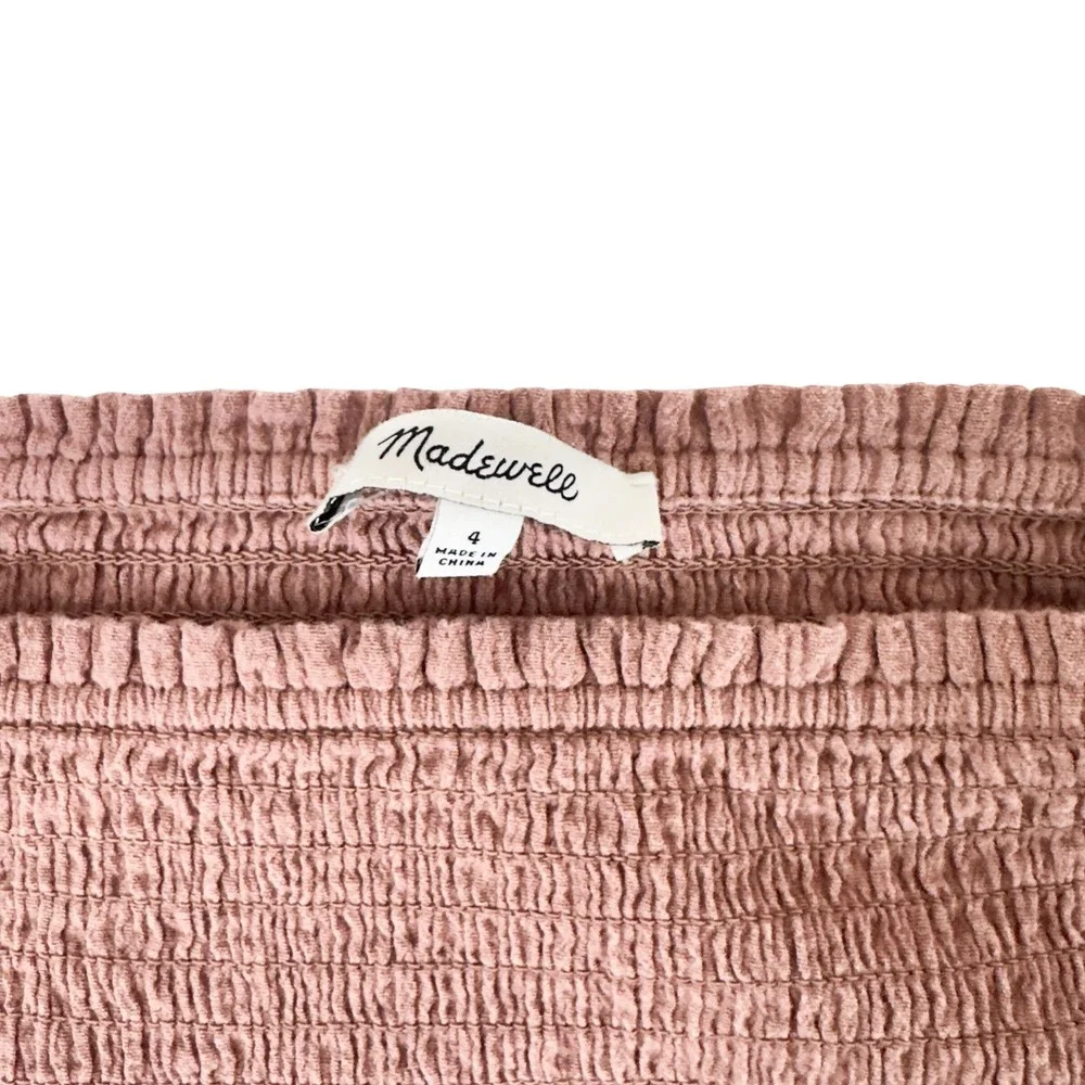 Madewell Lucie‎ Smocked Peplum Top Mauve Rose Cotton Gauze 4